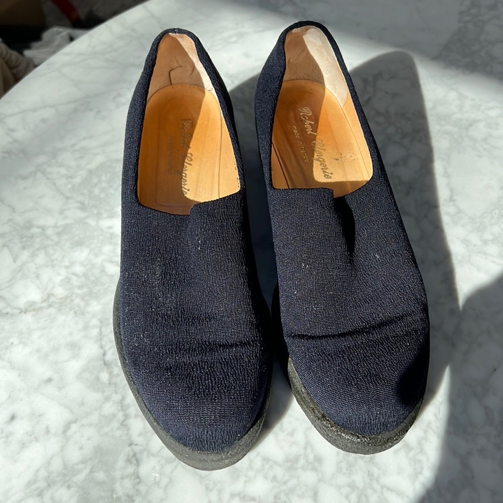 Robert Clergerie Nati. Dark Navy Jersey Stretch Slip-On  7.5
